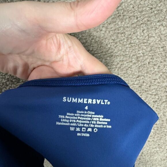 Summersalt The High Leg Bikini Bottom Womens Size 4 Deep Blue Mid Rise Swimming - Picture 9 of 10